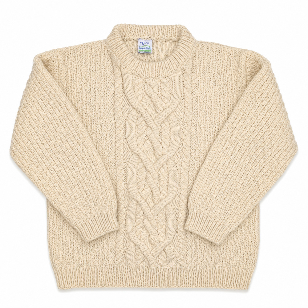 Sheep's Clothing Handmade Nova Scotia Wool Cable Knit Fisherman Sweater Medium